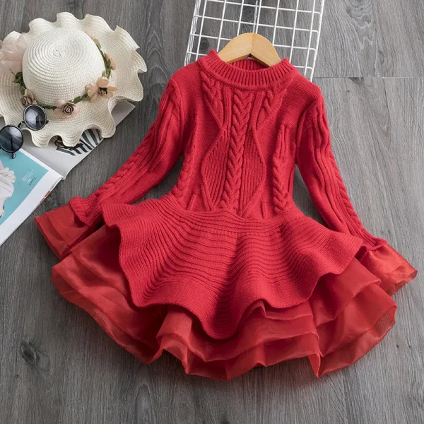 Winter Knitted Chiffon  Kids Dresses For Girls New Clothing - Image 2