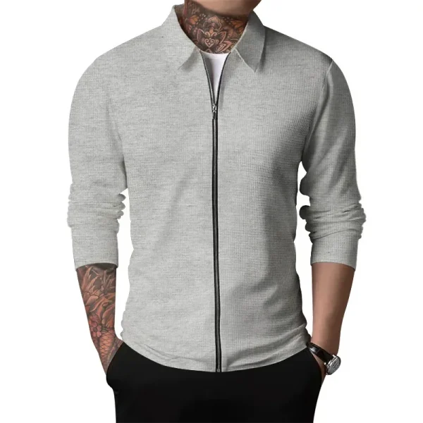 2025 Men Zipper Jackets Turn Down Collar Long Sleeve - Image 4