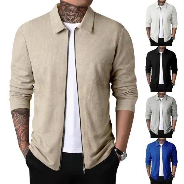 2025 Men Zipper Jackets Turn Down Collar Long Sleeve