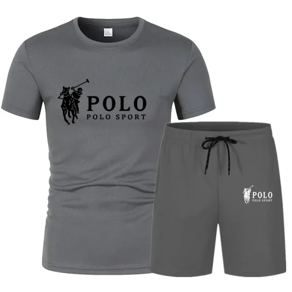 Men's two-piece T-shirt and shorts, fitness and free, casual summer fashion - Image 2