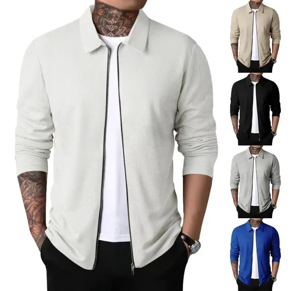 2025 Men Zipper Jackets Turn Down Collar Long Sleeve - Image 2