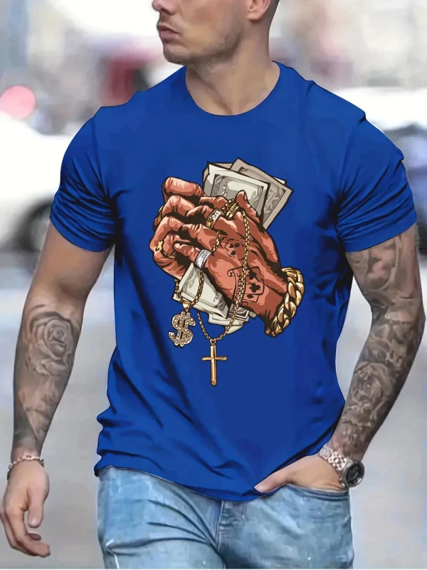 Paris 3D printing Simple design Fashion Short sleeve Men's T-shirt - Image 3
