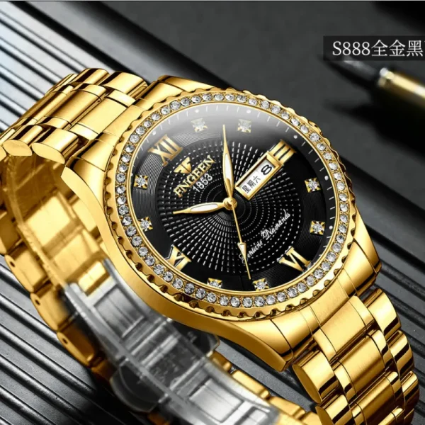 Men Stainless Steel Quartz Wristwatches Golden Clock - Image 5