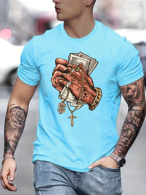 Paris 3D printing Simple design Fashion Short sleeve Men's T-shirt