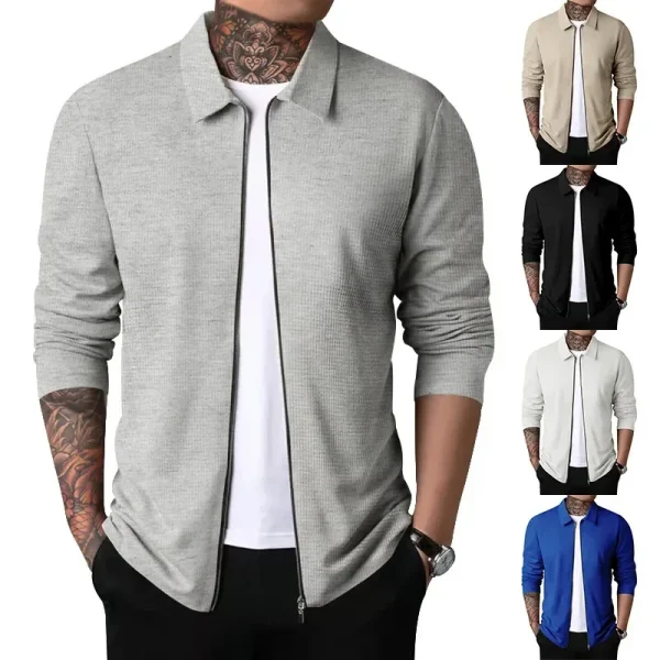 2025 Men Zipper Jackets Turn Down Collar Long Sleeve - Image 3