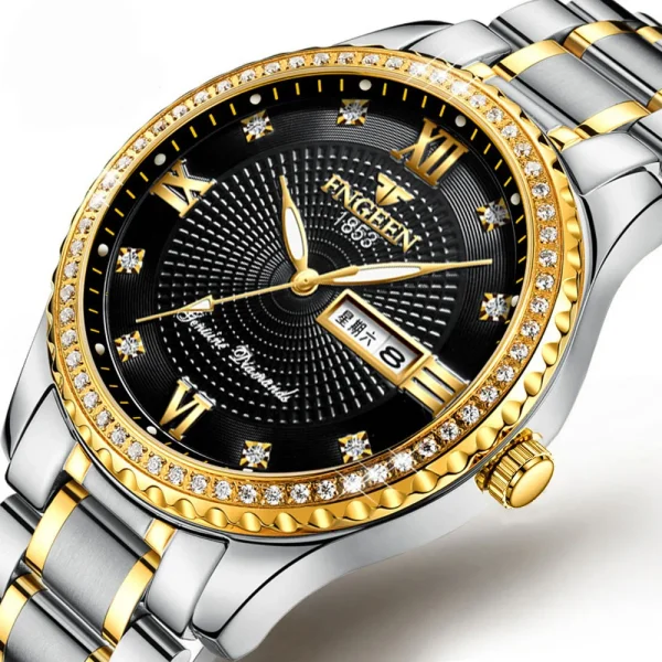 Men Stainless Steel Quartz Wristwatches Golden Clock