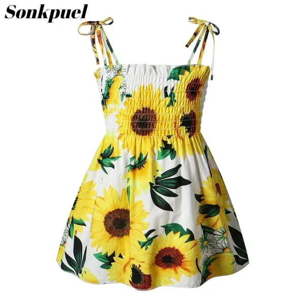 1-6 Years Summer Beach Strap Princess Dress Cotton Kids Girl Casual Dresses - Image 3
