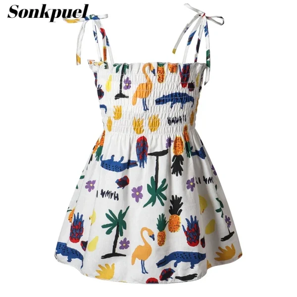 1-6 Years Summer Beach Strap Princess Dress Cotton Kids Girl Casual Dresses - Image 5