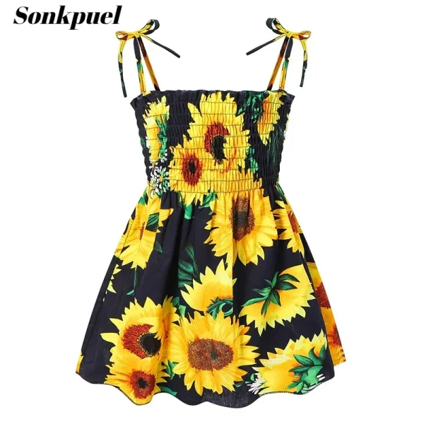 1-6 Years Summer Beach Strap Princess Dress Cotton Kids Girl Casual Dresses - Image 2