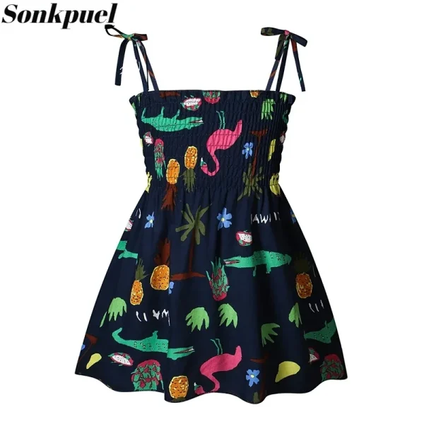 1-6 Years Summer Beach Strap Princess Dress Cotton Kids Girl Casual Dresses - Image 4